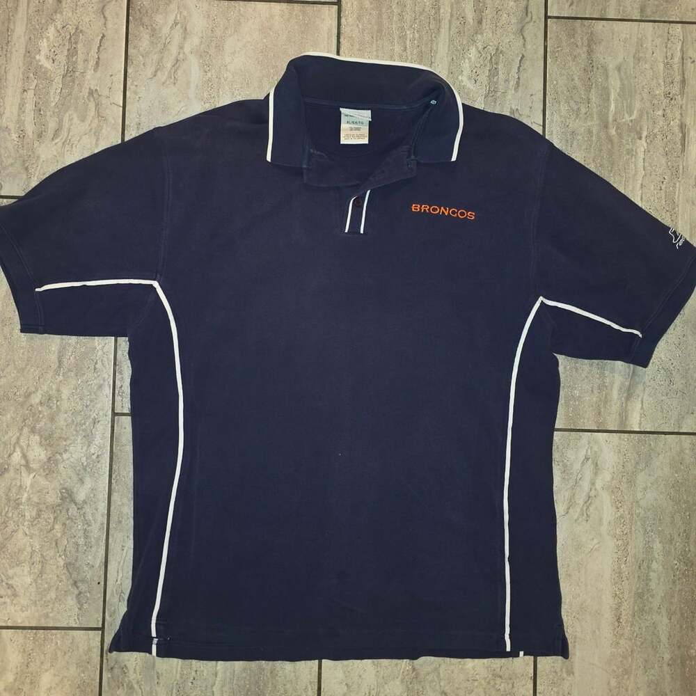 Reebok Denver Broncos Polo Size XL Navy Blue NFL Football